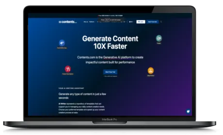 Contents.com website displayed on a Macbook
