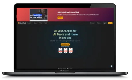 Simplified AI website displayed on a Macbook